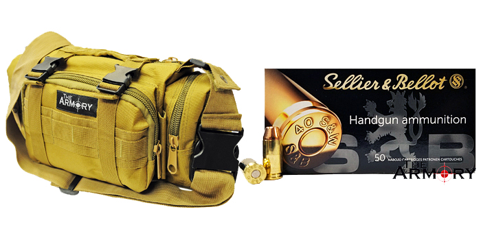 350 Rounds of S&B 40 S&W Ammo in Tan Range Bag
