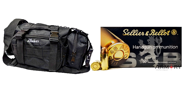 350 Rounds of S&B 45 ACP Ammo in Black Range Bag