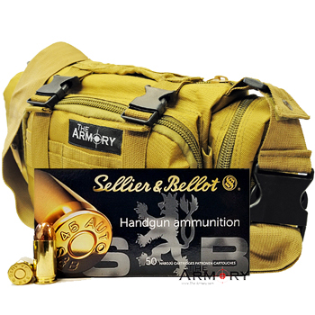 45 ACP 230gr FMJ Sellier & Bellot Ammo - 500rds in The Armory Tan Range Bag