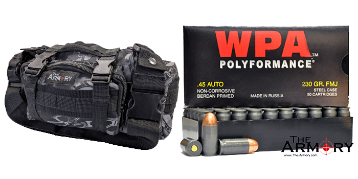 350 Rounds of Wolf 45 ACP Ammo in Black Python Range Bag