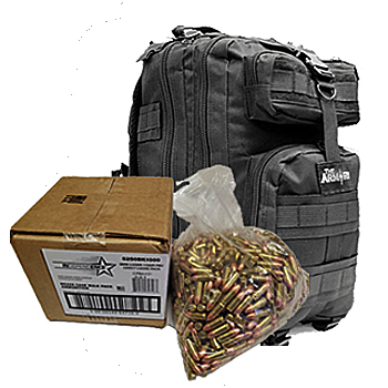 9mm 115gr FMJ Federal Independence Ammo - 1000rds in The Armory Black Backpack