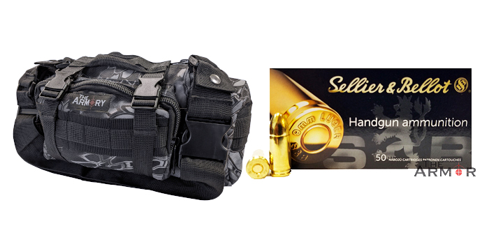 9mm S&B 115gr Ammo - 500 Rounds in The Armory Black Python Range Bag