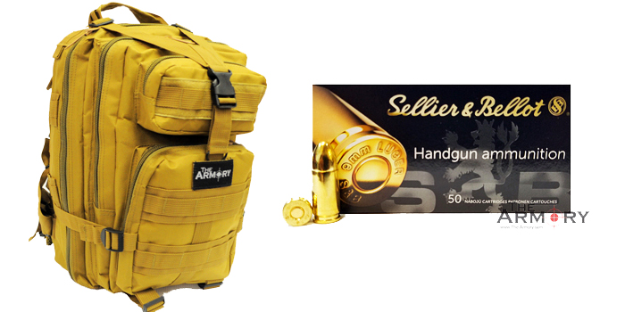 1000 Rounds of S&B 9mm 124gr in Tan Tactical Backpack