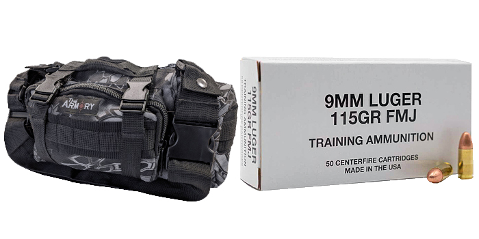 9mm 115gr FMJ CCI Training Brass Ammo 350 Rounds in Black Python Range Bag