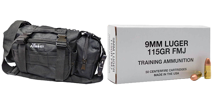 9mm Luger 115gr CCI Training Brass Ammo 350 Round Armory Black Range Bag