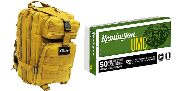 9mm Luger 115gr FMJ Remington UMC Ammo in The Armory Tan Backpack 500 Rounds