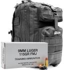 9mm Luger 115gr FMJ CCI Training Brass Ammo - 500rds in The Armory Black Backpack