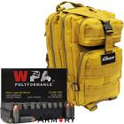 9mm 115gr FMJ Wolf Polyformance Ammo - 500 Rounds in The Armory Tan Backpack