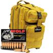9mm Luger 115gr FMJ Wolf Performance Ammo in The Armory Tan Backpack (1000 rds)