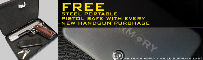 Free Steel Portable Pistol Safe with the purchase of a new Glock