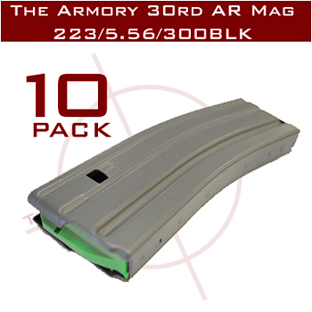 The Armory AR-15 Magazine | 223/5.56 | 30rds | Aluminum | Green Follower | 10-Pack