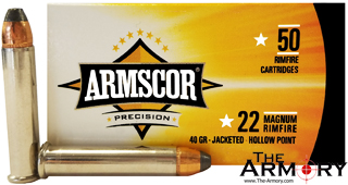 22 Magnum Rimfire 40gr Armscor Precision JHP Ammo Box (50 rds)