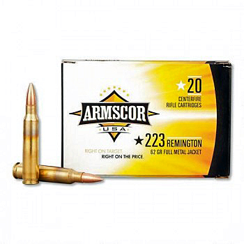 223 Remington (5.56x45mm) 62gr FMJ Armscor Ammo Box (20 rds)