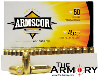 45 ACP (45 Auto) 230gr FMJ Armscor Ammo Box (50 rds)