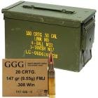 308 Winchester 147gr FMJ GGG Ammo500 Rounds + Used 50 Cal Ammo Can
