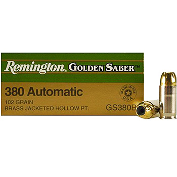 380 Auto (ACP) 102gr BJHP Remington Golden Saber Ammo Box (25 rds)