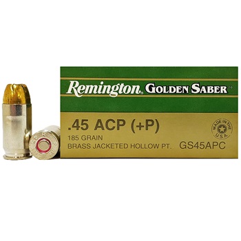 45 ACP (45 Auto) 185gr +P HPJ Remington Golden Saber Ammo Box (25 rds)