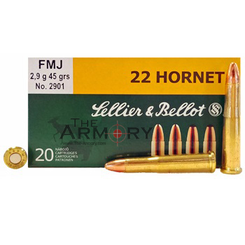 22 Hornet 45gr FMJ Sellier & Bellot Ammo Box (20 rds)