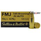 32 Auto (ACP) 73gr FMJ Sellier & Bellot Ammo Box (50 rds)