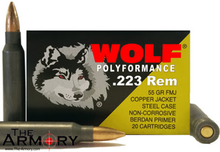 223 Remington (5.56x45mm) 55gr FMJ Copper Jacket Wolf Polyformance Case (500 rds)