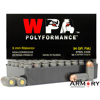 9mm Makarov (9x18mm) 94gr FMJ Wolf Polyformance Ammo Box (50 rds)