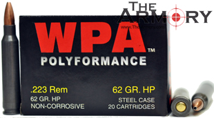 223 Remington (5.56x45mm) 62gr Hollow Point Wolf WPA Polyformance Case (500rds)