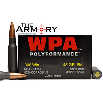 308 Winchester (7.62x51mm) 145gr FMJ Wolf WPA Polyformance Ammo Case (500 rds)