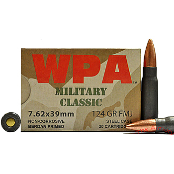 7.62x39 124gr FMJ Wolf WPA MC Brick (500 rds)