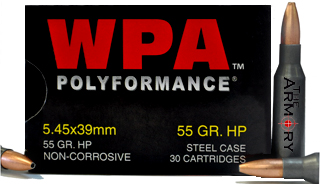 5.45x39mm 55gr HP Wolf WPA Ammo Box (30 rds)