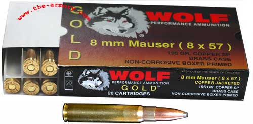 Buy This 8mm Mauser (7.92x57mm) 196gr SPBTWolf Gold Ammo for Sale