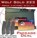 Wolf Gold 223 300 Rounds & 3 AR-15 Magazines Packed in a 30 Cal Ammo Can