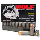 45 ACP (45 Auto) 230gr FMJ Wolf Performance Ammo Box (50 rds)