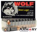 9mm Luger (9x19mm) 115gr FMJ Wolf Performance Ammo Box (50 rds)