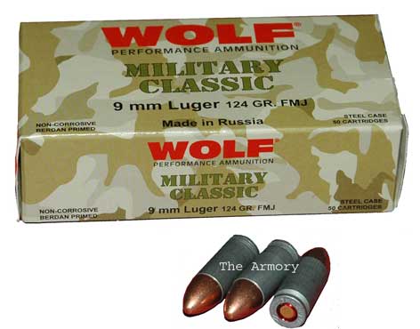 Buy This 9mm Luger (9x19mm) 124 gr FMJ Wolf MC Ammo for Sale