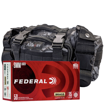 9mm 115gr FMJ Federal Champion Training Ammo - 350rds in The Armory Black Python Range Bag
