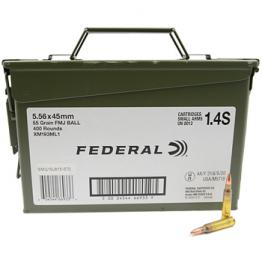 223 Remington (5.56x45mm) 55gr FMJ Federal XM193 Lake City Ammo Can (400 rds)