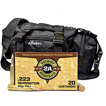 223 Rem 55gr FMJ Patriot Sports 200rd + Black Range Bag