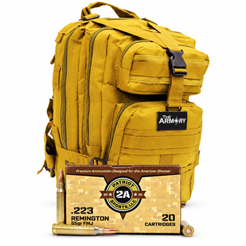 223 Rem 55gr FMJ Patriot Sports 500rd + Tan Backpack
