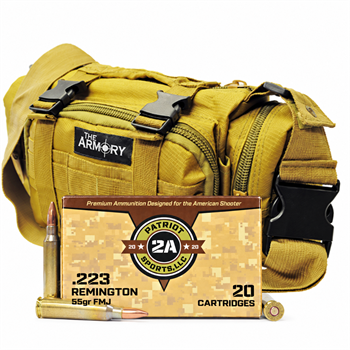 223 Rem 55gr FMJ Patriot Sports 200rd + Tan Range Bag