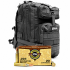 223 Rem 55gr FMJ Patriot Sports 500rd + Black Backpack