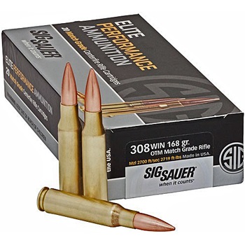 308 Winchester 168gr OTM Match Grade Sig Sauer Elite Performance Ammo Box (20 rds)