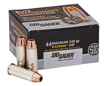 44 Mag 240gr V-Crown JHP Sig Sauer Elite Performance Ammo Box (20 rds)