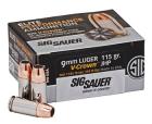 9mm Luger 115gr V-Crown JHP Sig Sauer Elite Performance Ammo Box (20 rds)