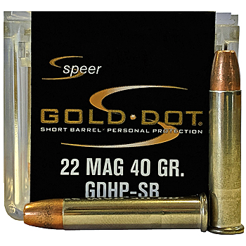 22 WMR GDHP Short Barrel 40gr Speer Gold Dot Ammo Box (50 rds)