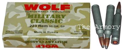 223 Remington (5.56x45mm) 55gr SP Wolf MC Case (500rds)