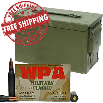223 Remington (5.56x45mm) 55gr FMJ Wolf WPA MC Ammo Box (20 rds)