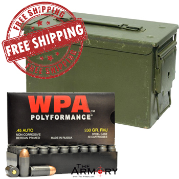 45 ACP (45 Auto) 230gr FMJ Wolf Performance Ammo Box (50 rds)