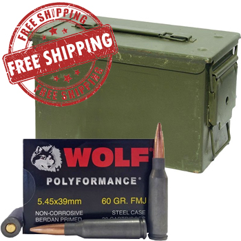 5.45x39mm 60gr FMJ Wolf Polyformance Ammo Box (30 rds)