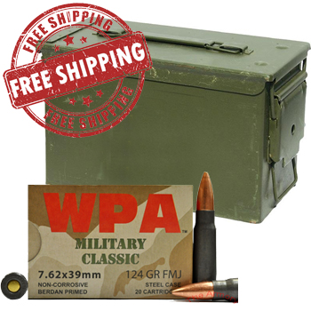 7.62x39 124gr FMJ Wolf WPA MC Box (20 rds)