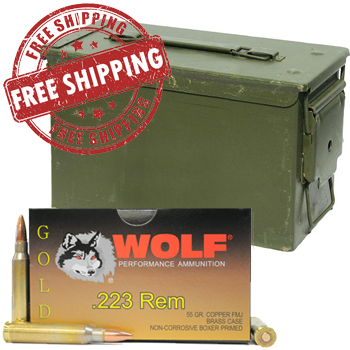 223 Remington (5.56x45mm) 55gr FMJ Wolf Gold Ammo Box (20 rds)